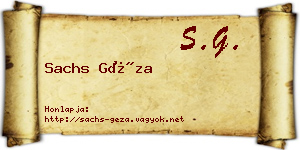 Sachs Géza névjegykártya